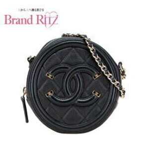 Chanel Matelasse Coco Mark CC Filigree Chain Shoulder Bag Black Caviar